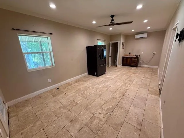 a large room with windows