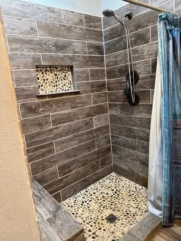 a bathroom with a shower