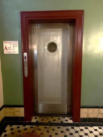 a view of a wooden door