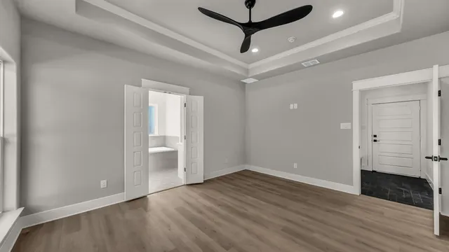 a view of an empty walk in closet