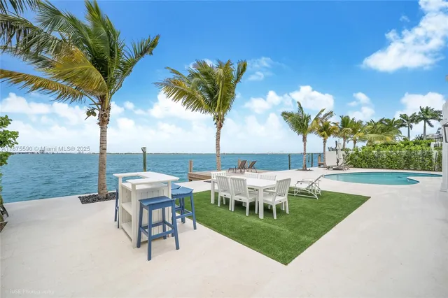 a view of a terrace with wooden floor