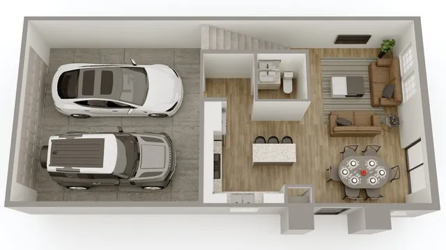 a living room with furniture