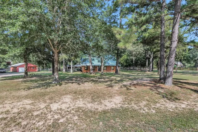 a view of a yard with a house and a tree