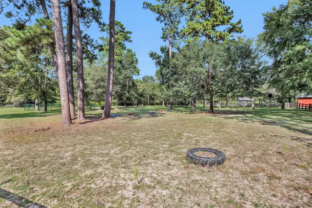 a view of a field with trees