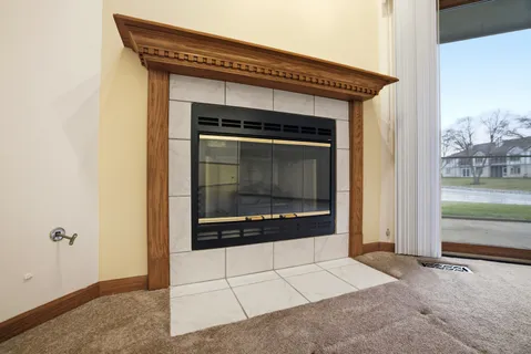 a view of fireplace and utility room