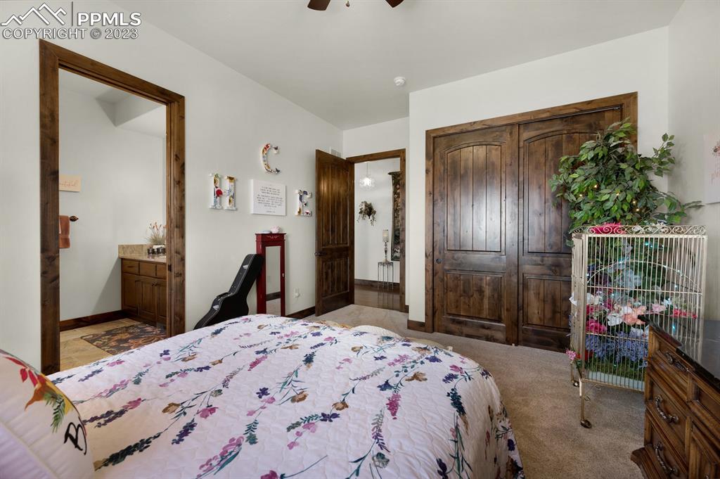 19625 Drennan Road Colorado Springs, CO 80928 - Photo 21 of 50 a bedroom with a bed and a mirror
