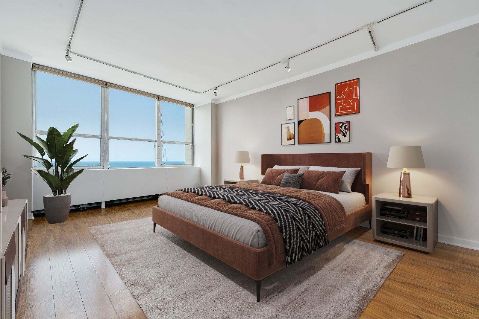 655 West Irving Park Road, Unit 5106 Chicago, IL 60613 - Photo 17 of 30 a bed room with a bed and a couch