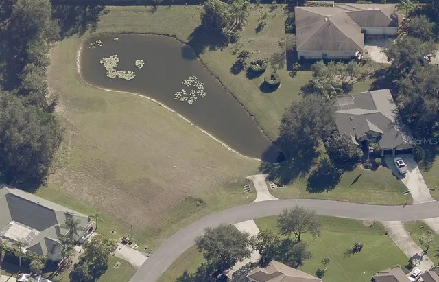 an aerial view of a house
