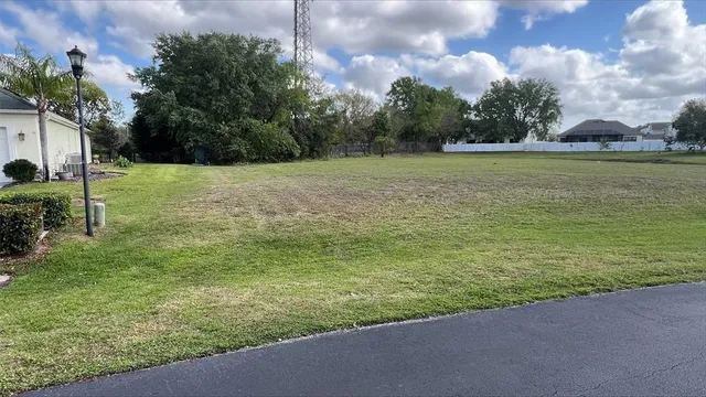 a view of a golf course with a garden