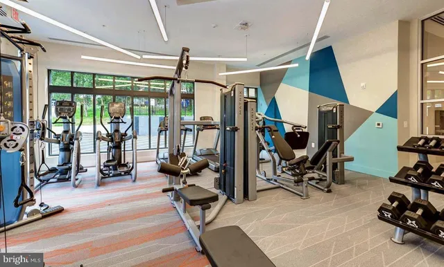 a view of a room with gym equipment