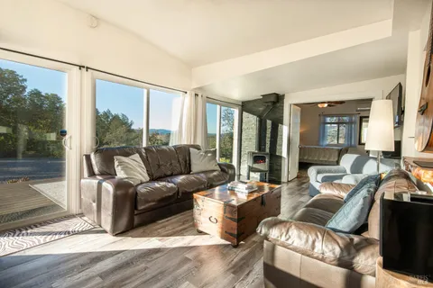 a view of a park with swings and slides