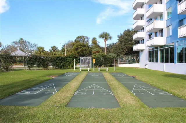 a view of building with yard