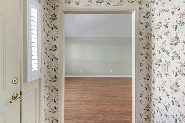 a bathroom with a shower curtain