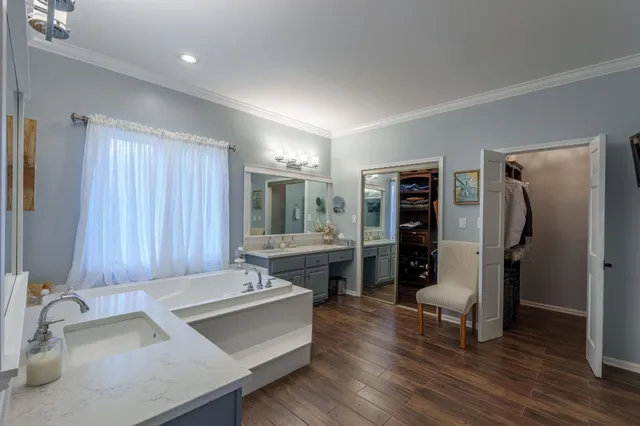 a room with cabinets and a window