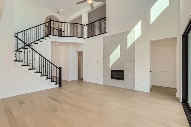 a view of a hallway with staircase
