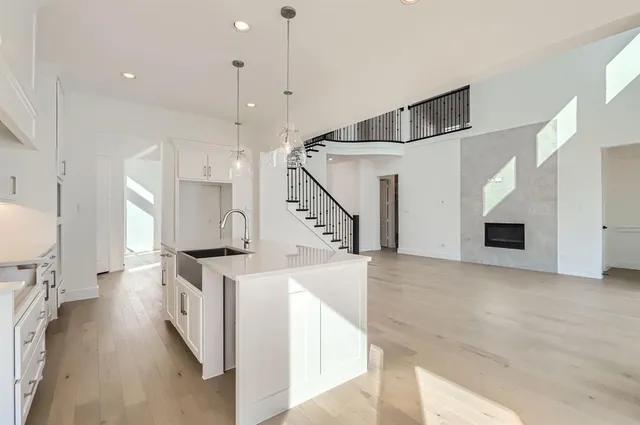 a view of a kitchen with furniture and a kitchen