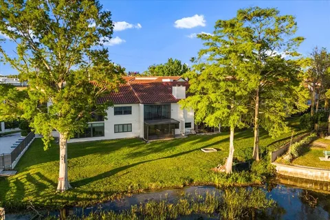 a view of a lake with a outdoor space