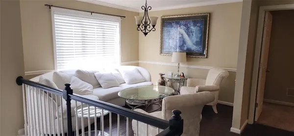 a view of a room with a window