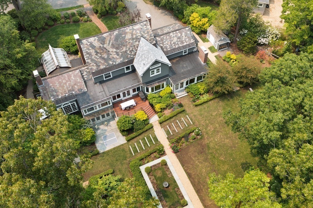 60 Damien Road Wellesley, MA 02481 - Photo 1 of 36 an aerial view of residential house with outdoor space and trees all around