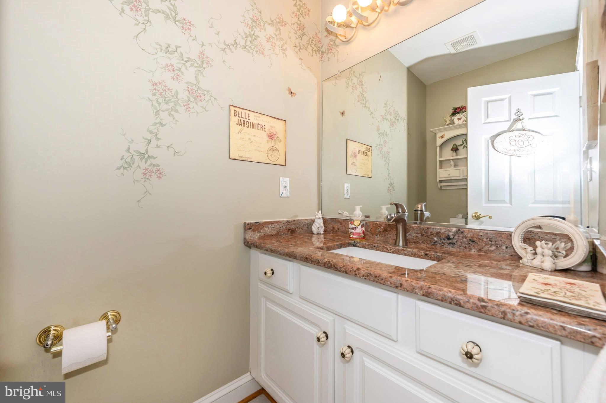 1280 St Michaels Road Mount Airy, MD 21771 - Photo 26 of 43 a bathroom with a granite countertop sink and a mirror