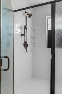 a bathroom with a shower