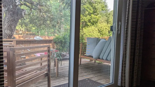 a view of a glass door