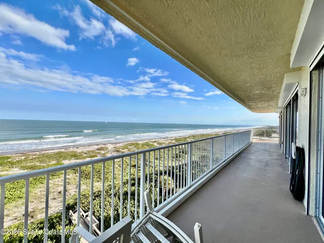 a view of ocean from a balcony