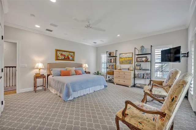 a bedroom with furniture and a flat screen tv