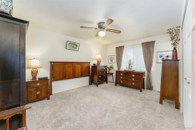 a bedroom with a bed and a walk in closet