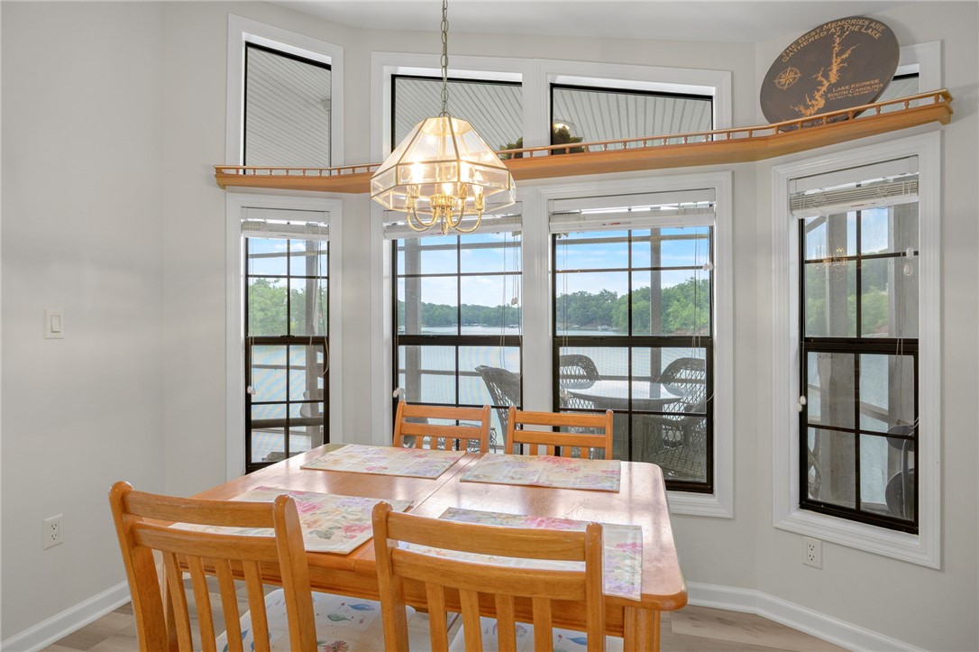 1230 Melton Road, Unit 25 West Union, SC 29696 - Photo 36 of 46 A charming dining space boasts expansive lake views through abundant windows, perfect for serene meals.