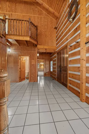 a view of building with wooden floor