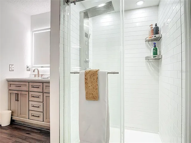a bathroom with a shower