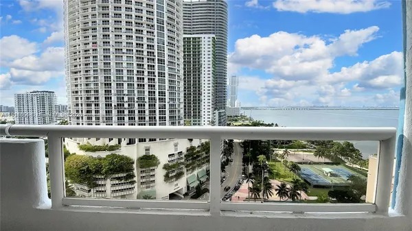 a view of a building from a window