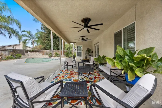 a outdoor space with patio the couches and a potted plant