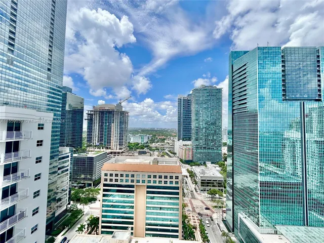 a view of a city from a balcony