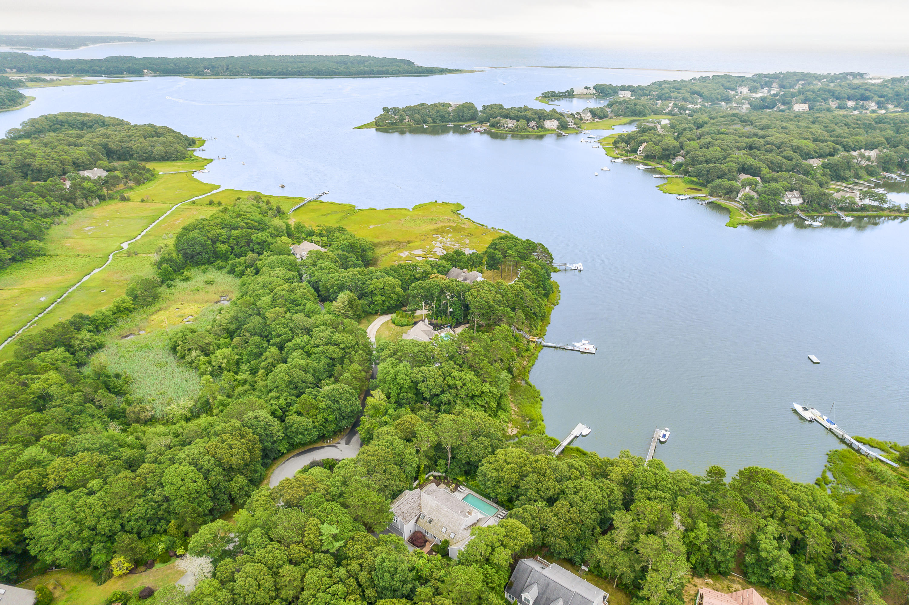 a view of a lake with a beach