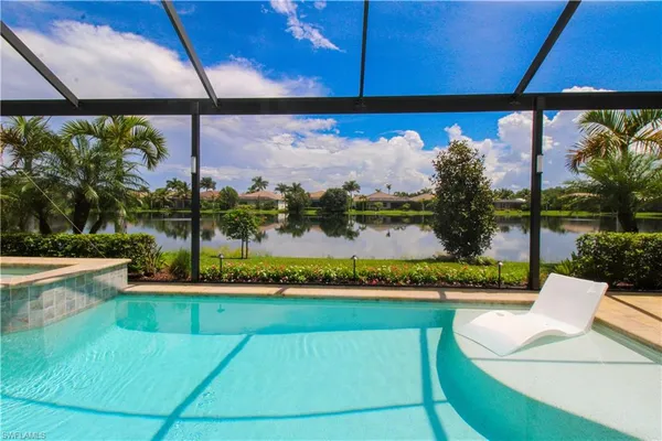 a view of a swimming pool and outdoor space