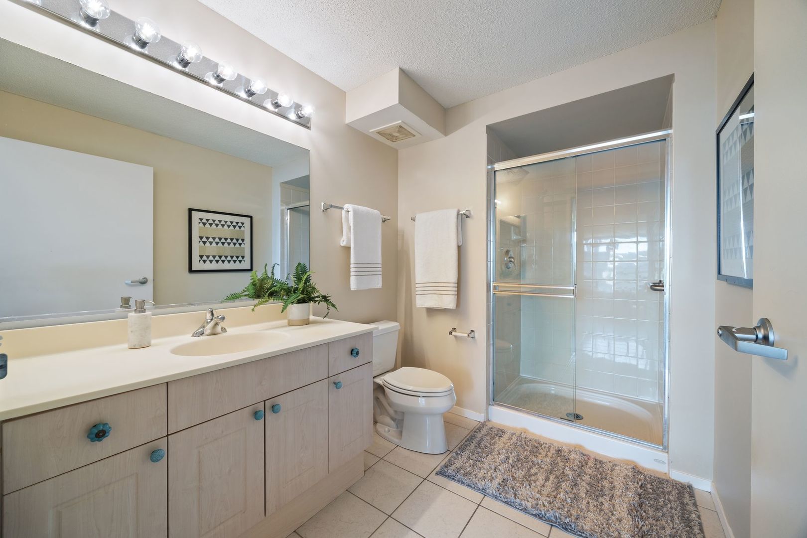 800 Elgin Road, Unit 1218 Evanston, IL 60201 - Photo 10 of 26 a spacious bathroom with a shower sink vanity mirror and toilet