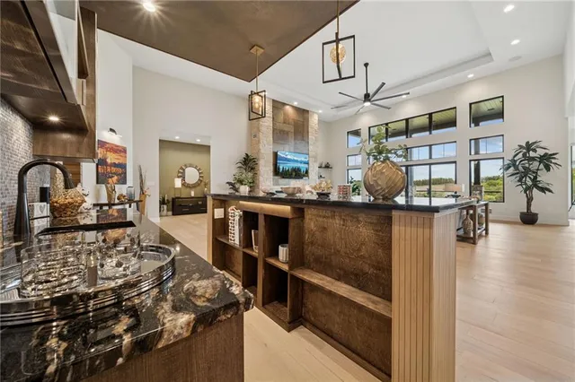 a kitchen with lots of counter top space