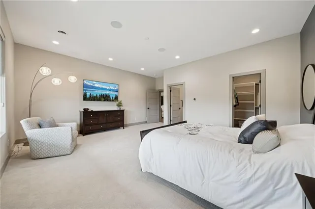 a bedroom with bed and a couch