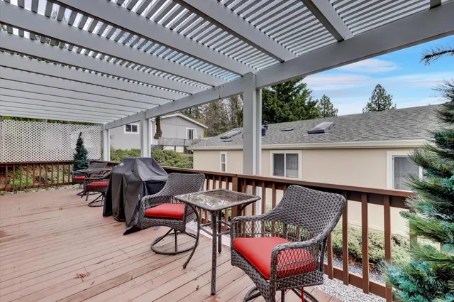 a balcony with furniture