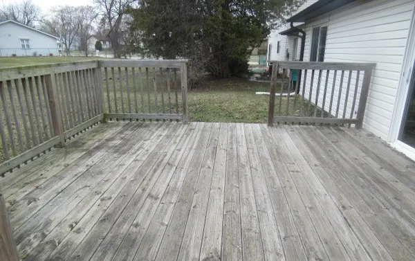 a view of a wooden deck
