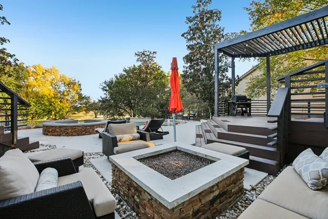 a view of an outdoor space with seating