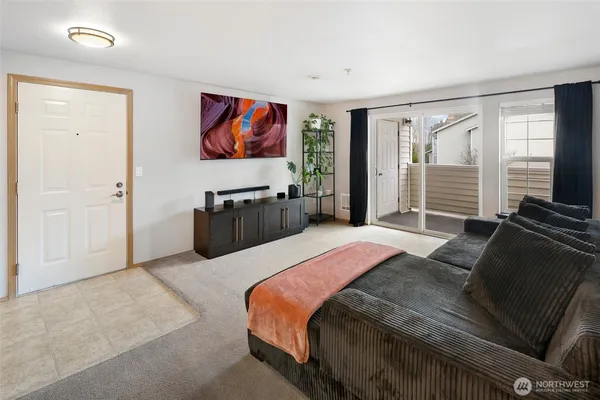 a bedroom with a bed and furniture