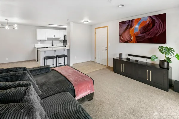 a bedroom with a bed and furniture