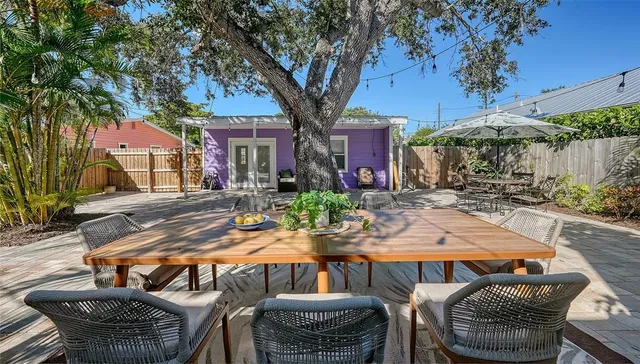 a view of an outdoor sitting area with chairs