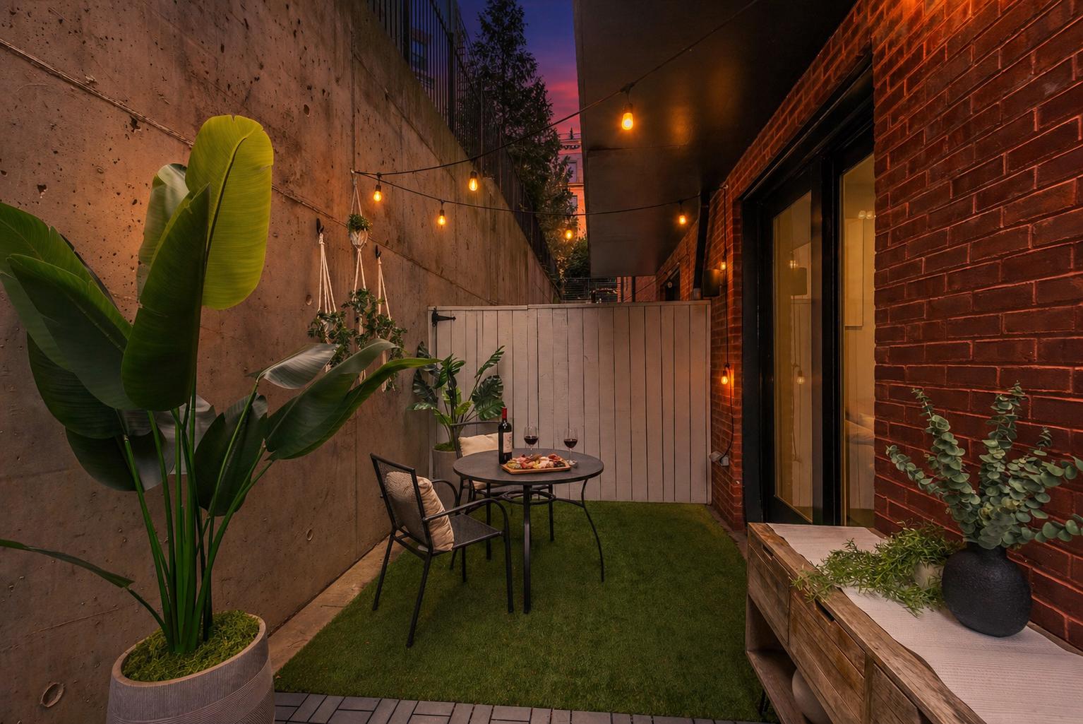 1412 Chapin Street Northwest, Unit 5 Washington, DC 20009 - Photo 20 of 23 a backyard with table and chairs with potted plants