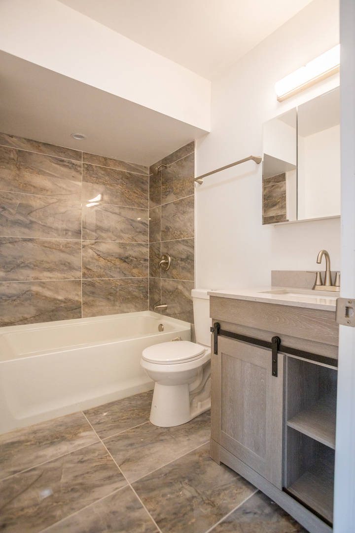 8810 South Morgan Street Chicago, IL 60620 - Photo 14 of 18 a bathroom with a sink a toilet and bathtub