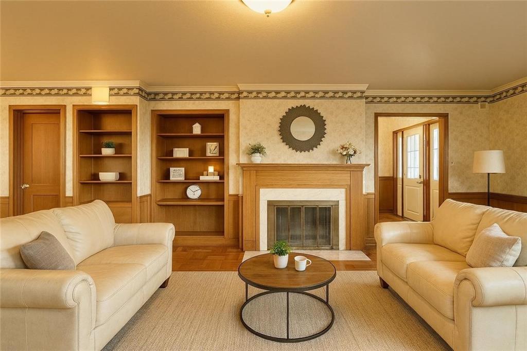 119 Pine Run Church Road Apollo, PA 15613 - Photo 4 of 20 a living room with furniture a fireplace and a chandelier