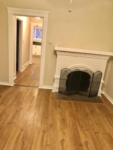 a view of a fireplace in a room